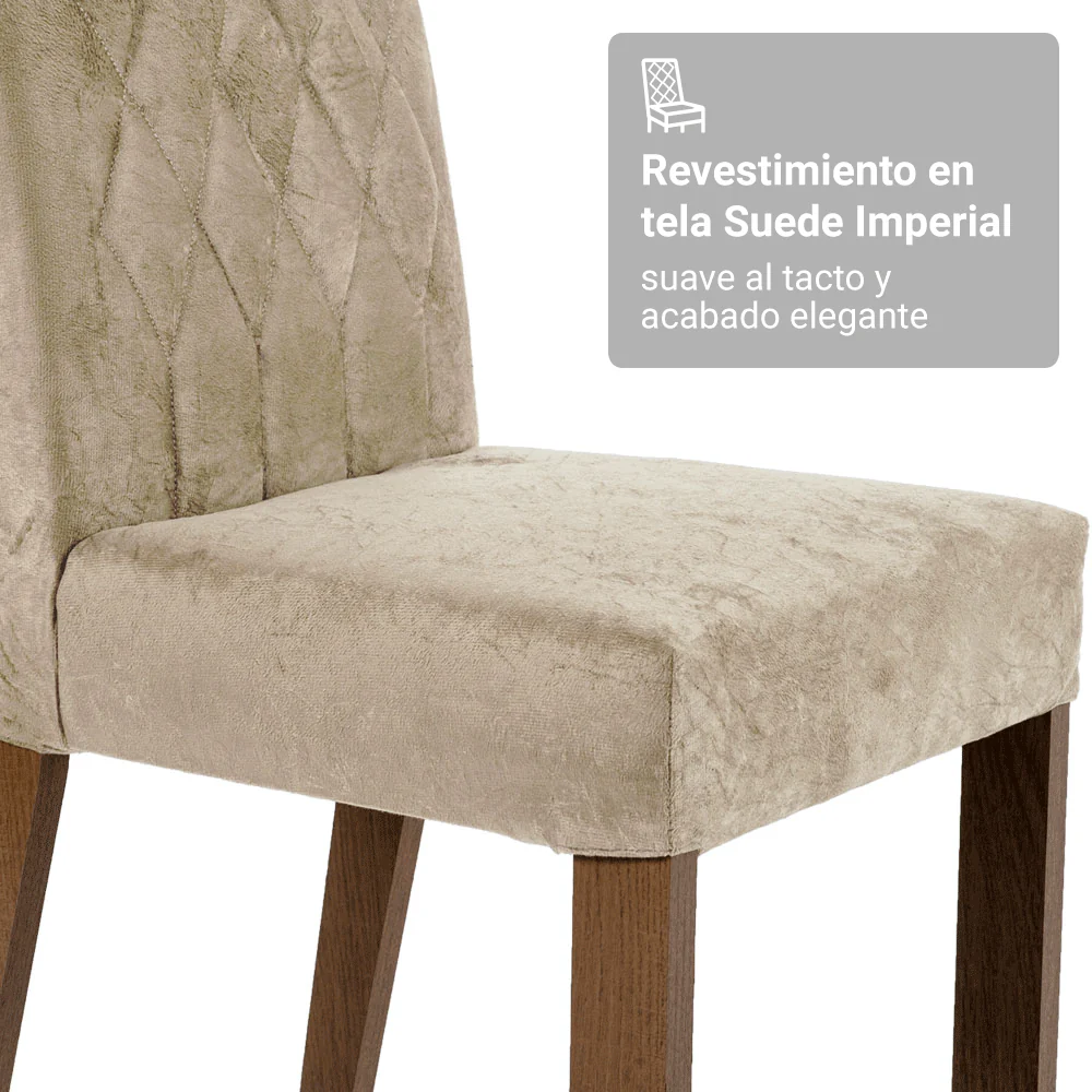 Juego Comedor Vanilla Mesa Tapa de Vidrio 4 Sillas Marrón/Crema/Gamuza Imperial Madesa - Image 10