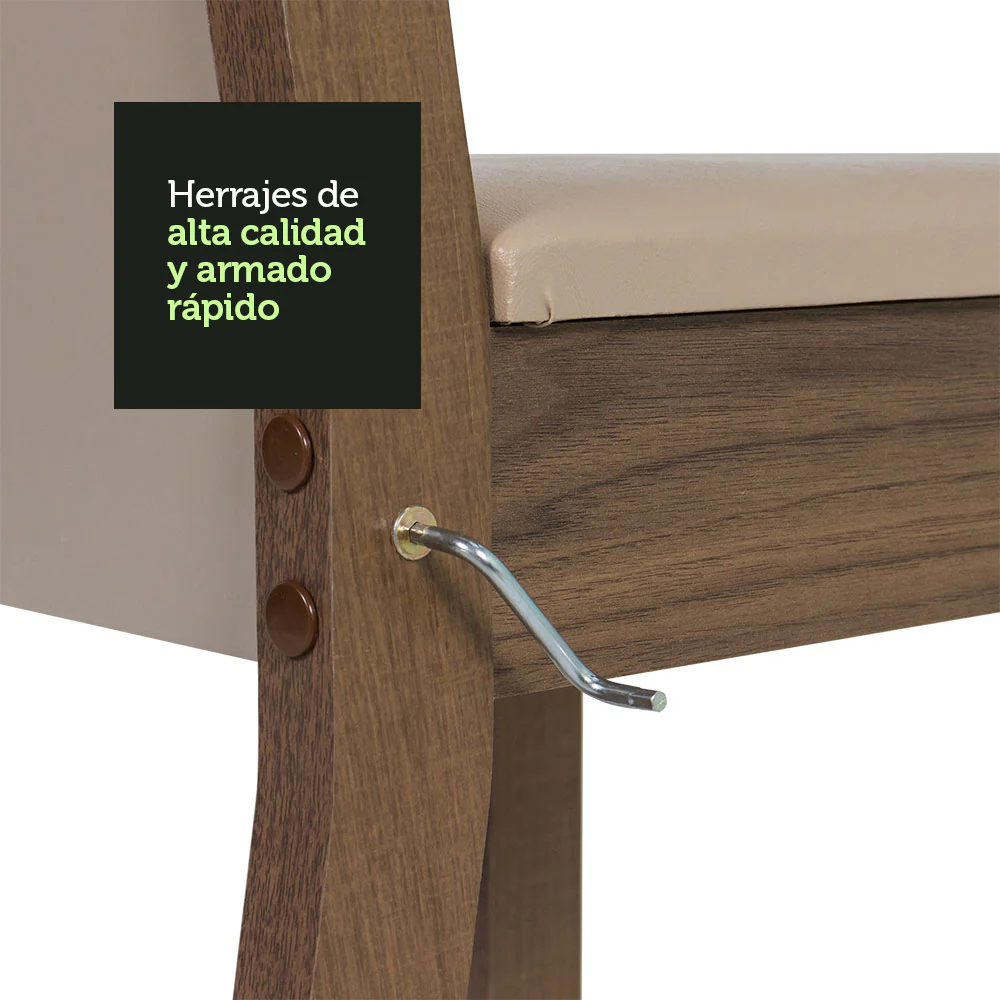 Juego de 6 Sillas 4280 Marrón/Crema/Sintético Beige - Image 6