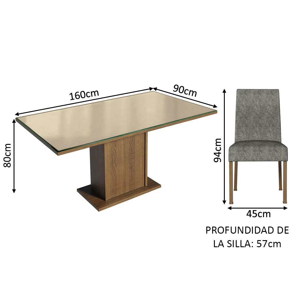 Juego de Comedor con Mesa de Tapa de Vidrio y 4 Sillas Avril Madesa - Image 7