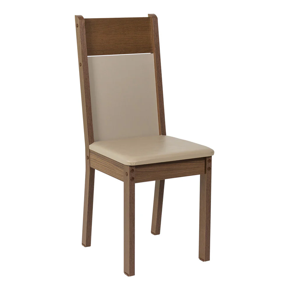 Juego de Comedor con Mesa de Tapa de Vidrio y 4 Sillas Marrón/Crema/Beige Eloá Madesa - Image 7