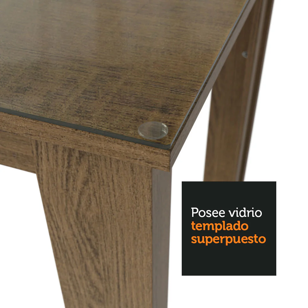 Juego de Comedor con Mesa de Tapa de Vidrio y 4 Sillas Marrón/Imperial Antônia Madesa - Image 6