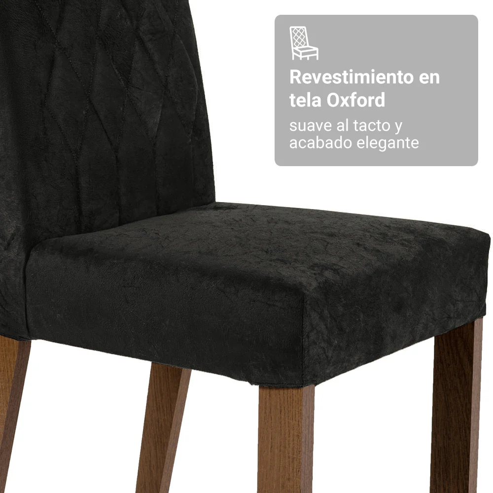 Juego de Comedor con Mesa de Tapa de Vidrio y 6 Sillas Negro/Oxford Odara Madesa - Image 6