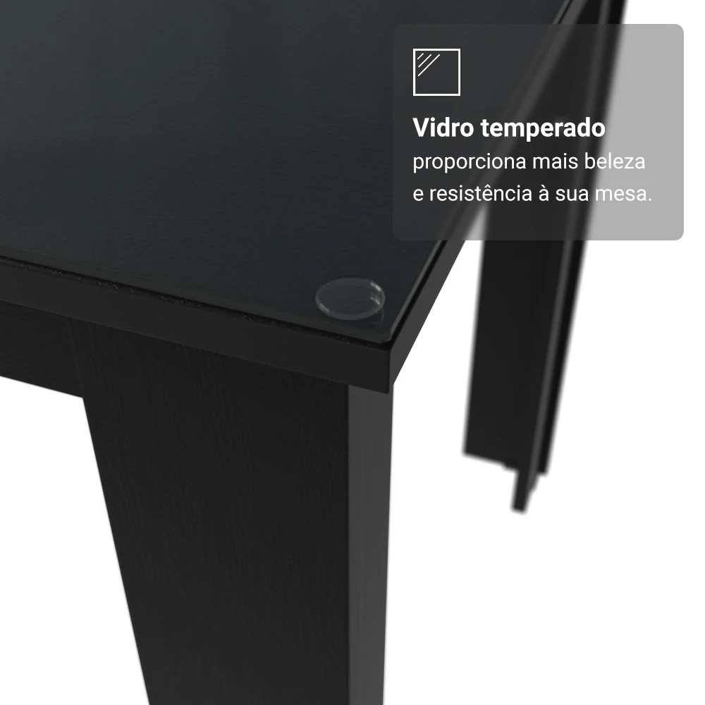 Juego de Comedor con Mesa de Tapa de Vidrio y 6 Sillas Negro/Oxford Odara Madesa - Image 8