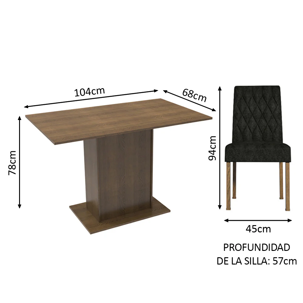 Juego de Comedor con Mesa y 2 Sillas Madesa Oxford Tainá MM - Image 3