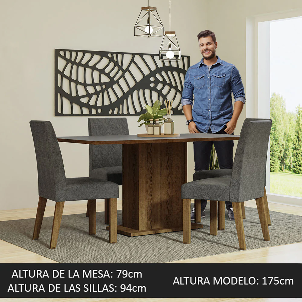 Juego de Comedor con Mesa y 4 Sillas Madesa Keila MCP - Image 4