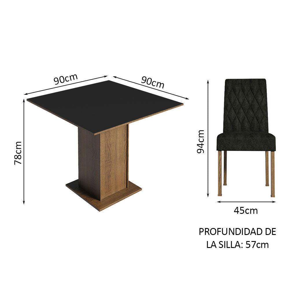 Juego de Comedor con Tapa de Madera 4 Sillas Marrón/Negro/Oxford Livia - Image 2