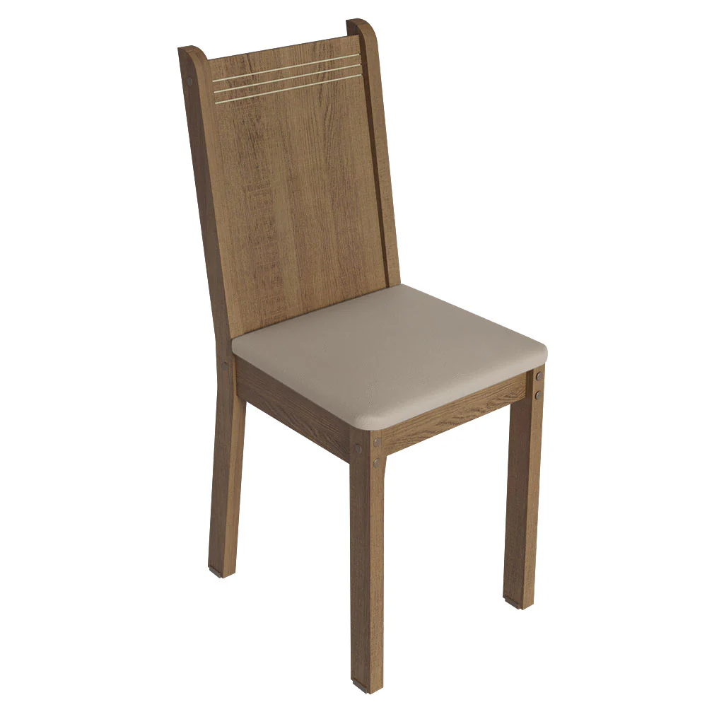 Juego de Comedor con Tapa de Madera 6 Sillas Marrón/Crema/Beige Sharon - Image 4