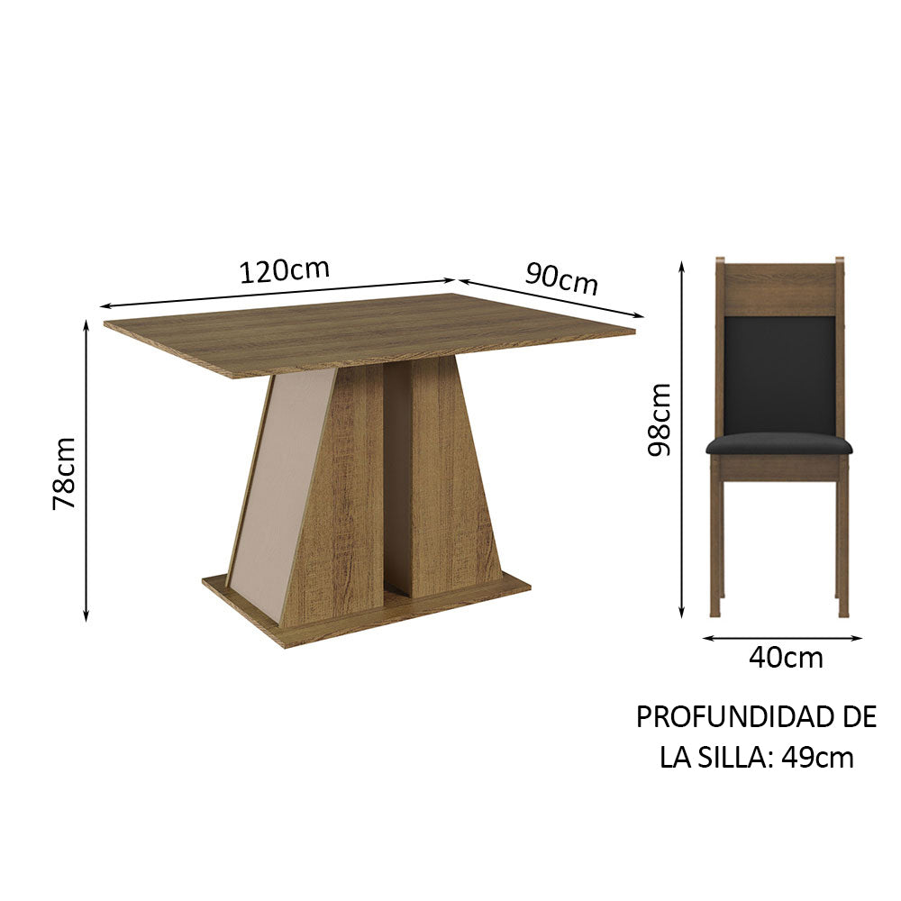 Juego de Comedor con Tapa de Madera 6 Sillas Marrón/Crema/Negro Beverly - Image 2