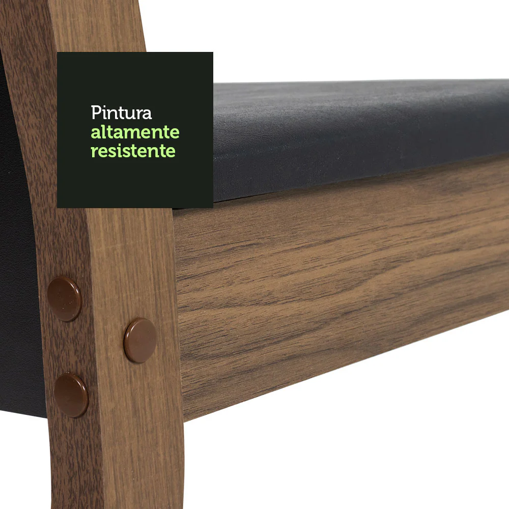 Juego de Comedor con Tapa de Madera 6 Sillas Negro/Marrón Augusta - Image 4