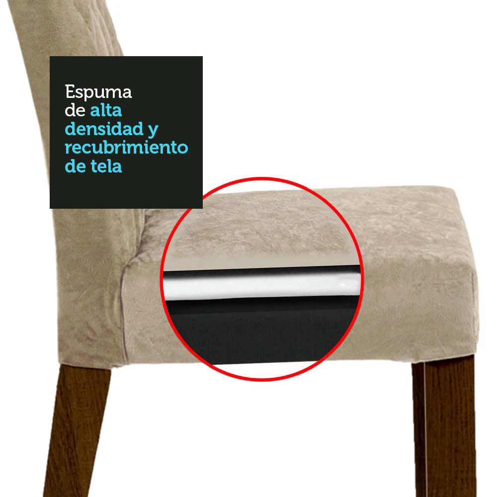 Juego de Comedor con Tapa de Madera y Vidrio 6 Sillas Marrón/Negro/Imperial Stéfani - Image 7