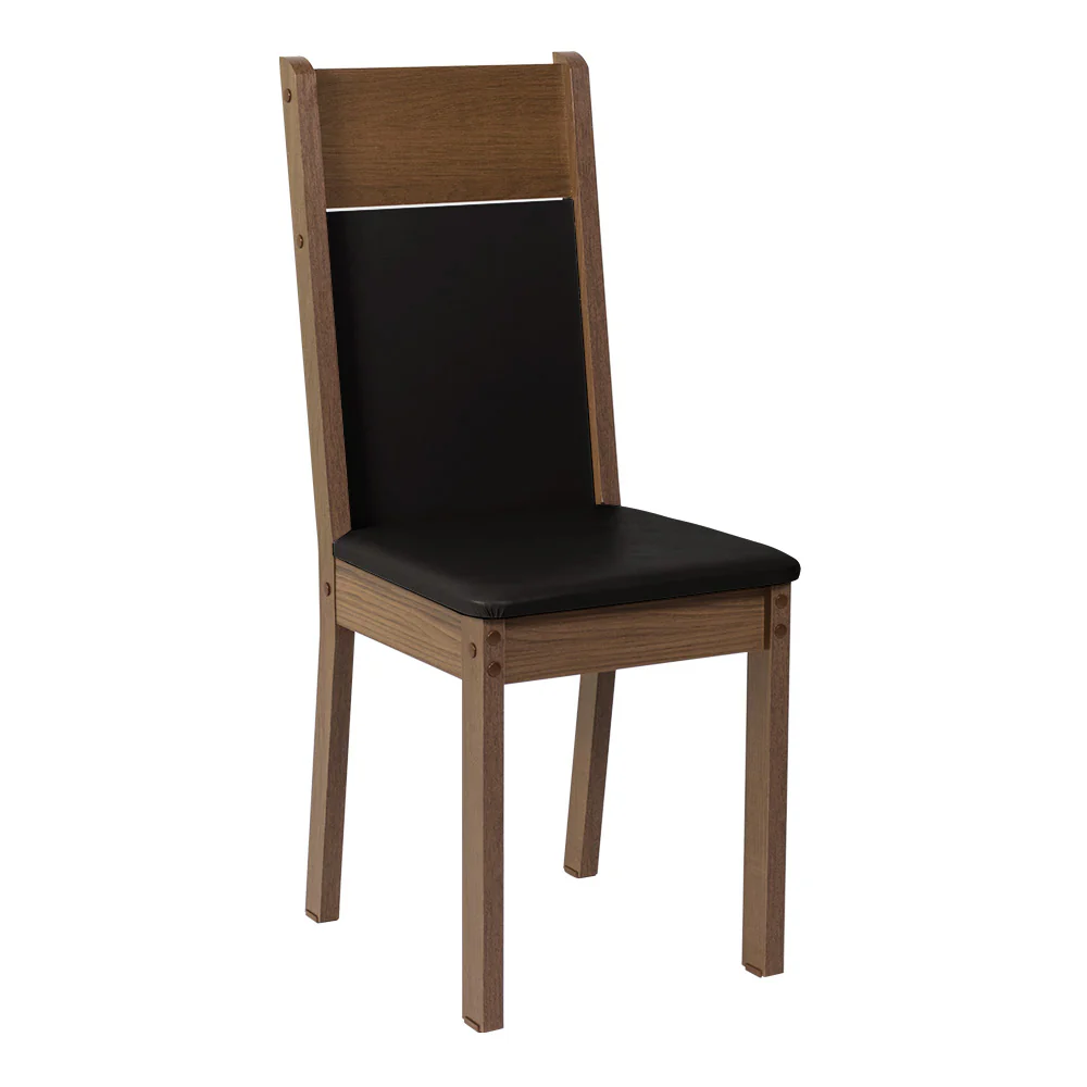 Juego de Comedor con Tapa de Madera y Vidrio 6 Sillas Negro/Marrón Francine - Image 4