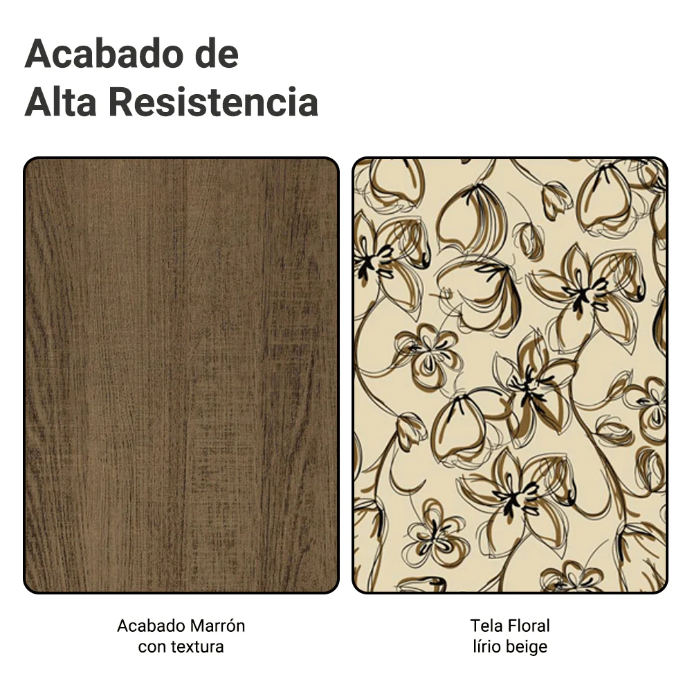 Juego de Comedor Lexy Madesa Mesa Tapa de Madera con 4 Sillas Marrón/Floral Lírio Beige - Image 10