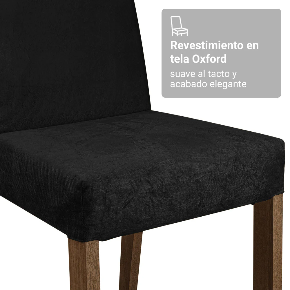 Juego de Comedor Madesa Evelin 4 Sillas - Tapa de Madera y Cristal Marrón/Negro/Oxford - Image 9