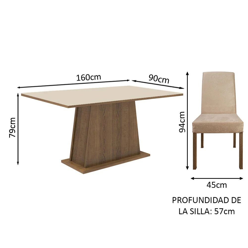 Juego de Comedor Madesa Flavia Mesa con Tapa de Madera con 4 Sillas Marrón/Crema/Imperial - Image 2