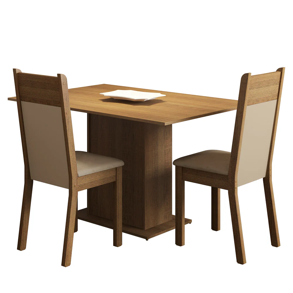 Juego de Comedor Madesa Gabi Mesa Tapa de Madera con 2 Sillas Marrón/Crema/Sintético Beige - Image 3