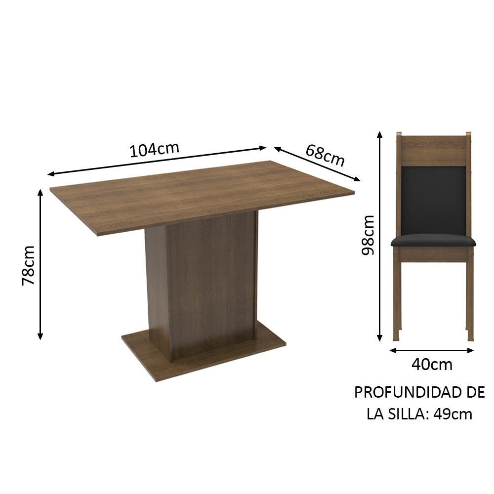 Juego de Comedor Madesa Gabi Mesa Tapa de Madera con 2 Sillas Marrón/Negro/Sintético Negro - Image 2