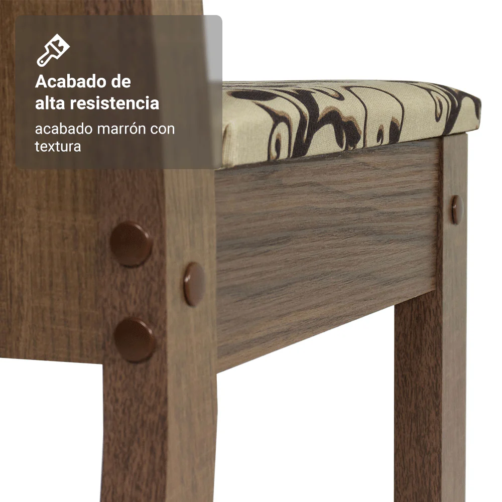 Juego de Comedor Madesa Gales Mesa Tapa de Vidrio con 6 Sillas Marrón/Beige Marrón - Image 8
