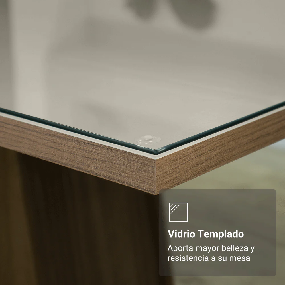 Juego de Comedor Madesa Grazi Mesa Tapa de Vidrio con 4 Sillas Marrón/Crema/Imperial - Image 6