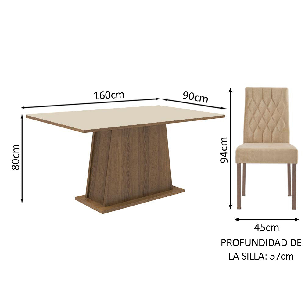 Juego de Comedor Madesa Ingrid Mesa Tapa de Madera con 4 Sillas Marrón/Crema/Imperial - Image 2