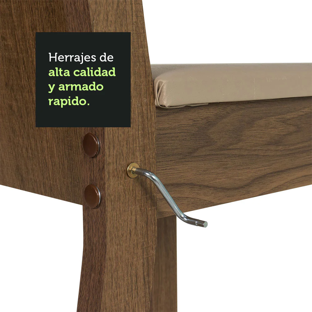 Juego de Comedor Madesa Luana Mesa Tapa Madera con 4 Sillas Marrón/Beige - Image 7