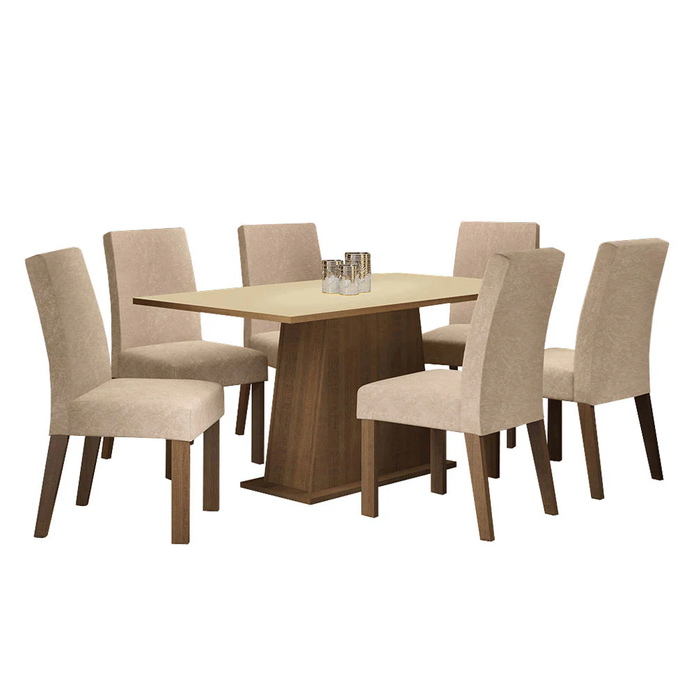 Juego de Comedor Madesa Luciana Mesa con Tapa de Madera y 6 Sillas Marrón/Crema/Imperial - Image 3