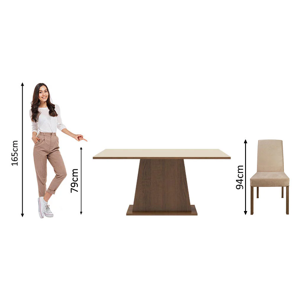 Juego de Comedor Madesa Luciana Mesa con Tapa de Madera y 6 Sillas Marrón/Crema/Imperial - Image 4