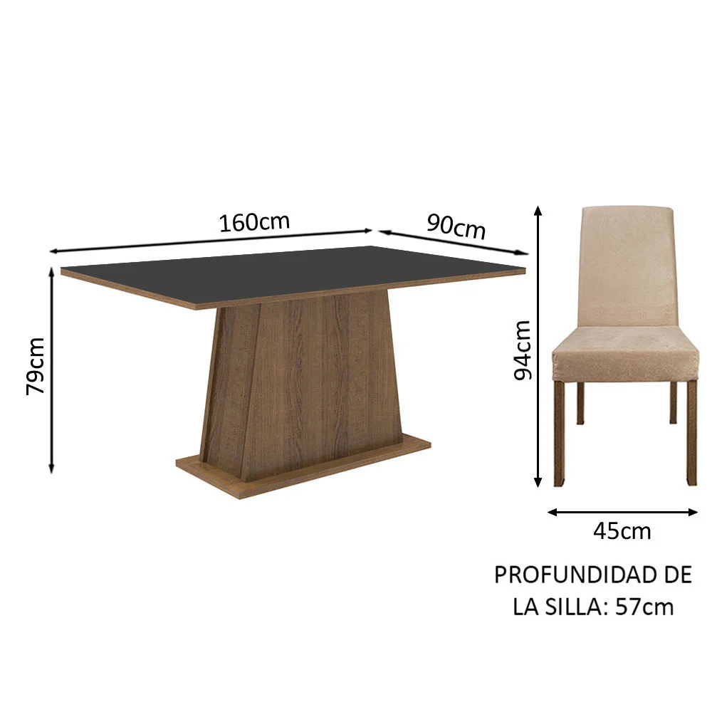 Juego de Comedor Madesa Luciana Mesa con Tapa de Madera y 6 Sillas Marrón/Negro/Imperial - Image 2