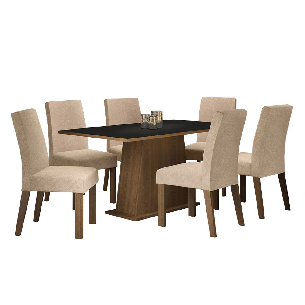 Juego de Comedor Madesa Luciana Mesa con Tapa de Madera y 6 Sillas Marrón/Negro/Imperial - Image 3