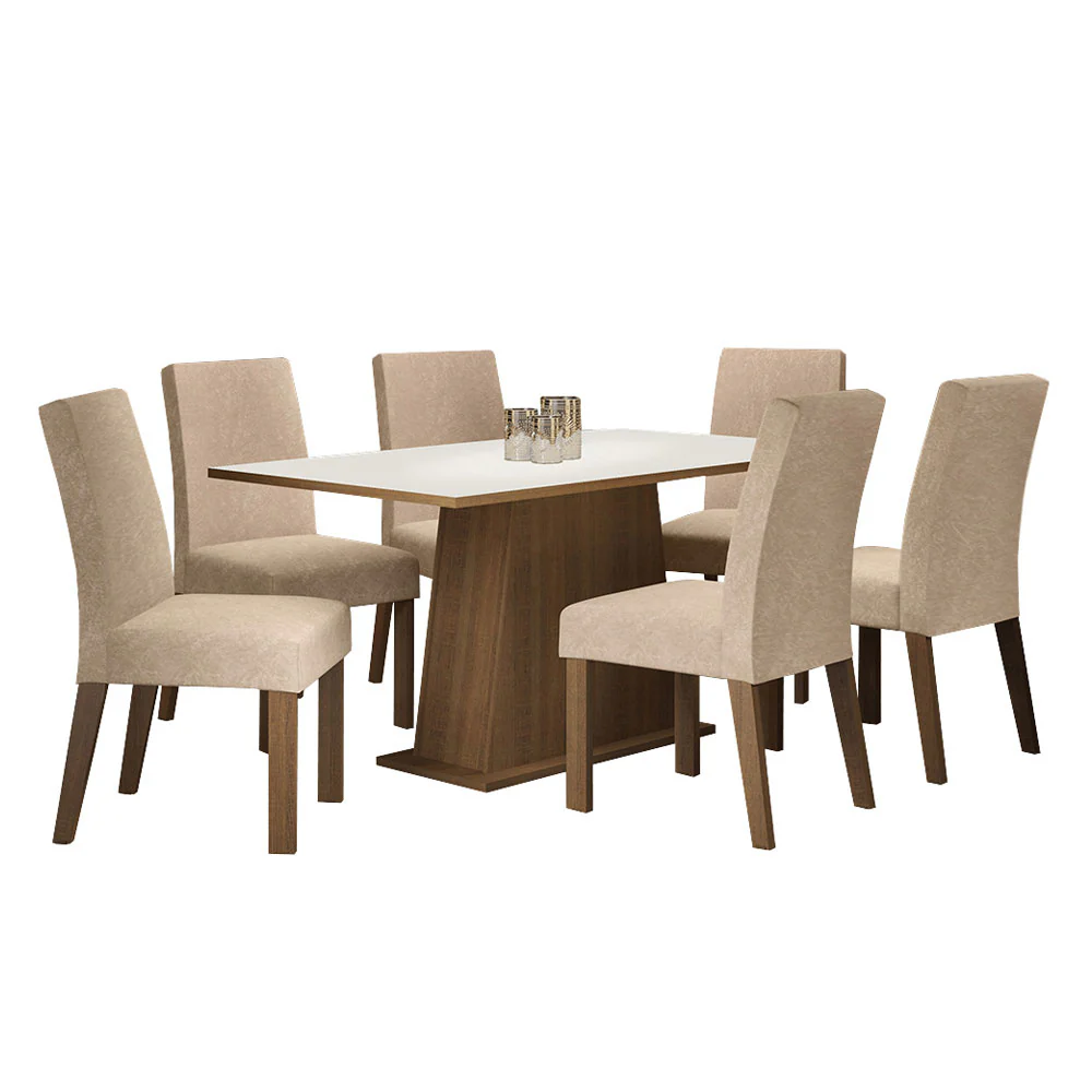 Juego de Comedor Madesa Luciana Mesa Tapa de Madera con 6 Sillas Marrón/Blanco/Imperial - Image 3