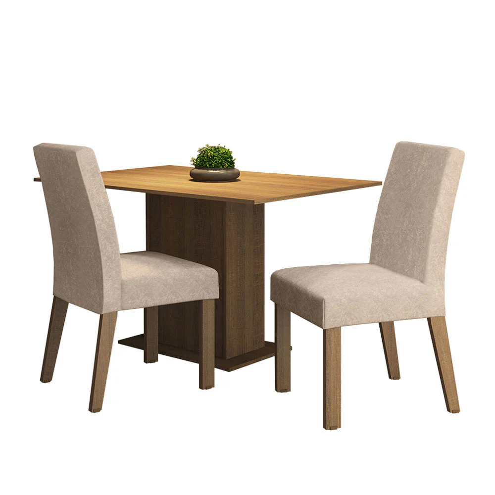 Juego de Comedor Madesa Manu Mesa con Tapa de Madera con 2 Sillas Marrón/Imperial - Image 4