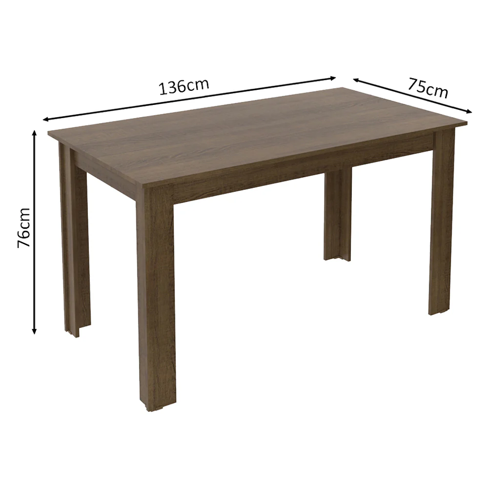 Juego de Comedor Madesa Miriam Mesa Tapa de Madera con 6 Sillas Marrón/Crema/Floral Hibiscos - Image 3