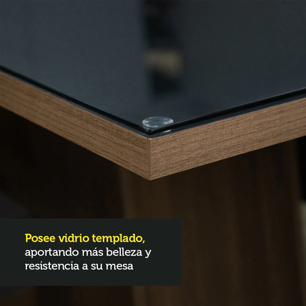 Juego de Comedor Madesa Patricia Mesa con Tapa de Vidrio y 6 Sillas Marrón/Negro/Imperial - Image 5