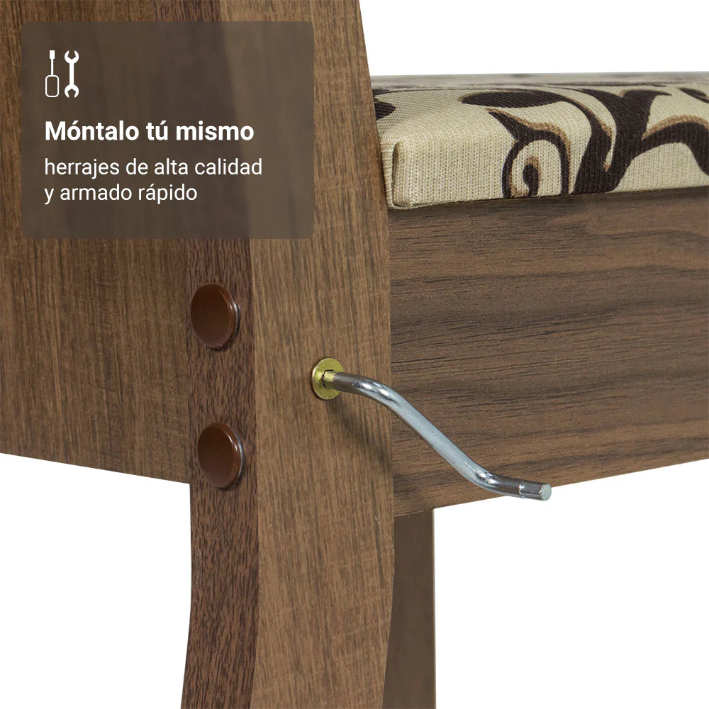 Juego de Comedor Mesa con Tapa de Madera 4 Sillas Marrón/Crema/Tapizado Beige Marrón Madesa - Image 8