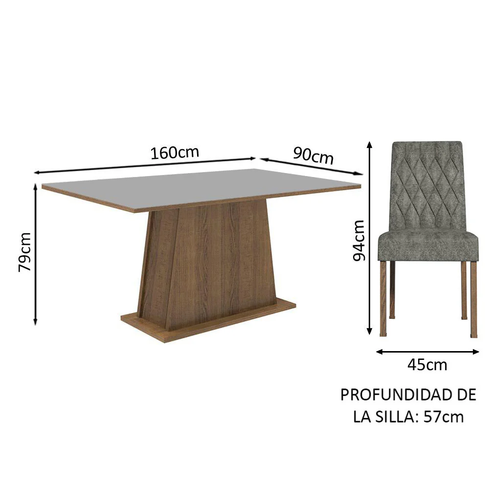 Juego de Comedor Mesa con Tapa de Madera 4 Sillas Marrón/Gris/Plata Ashley Madesa - Image 2