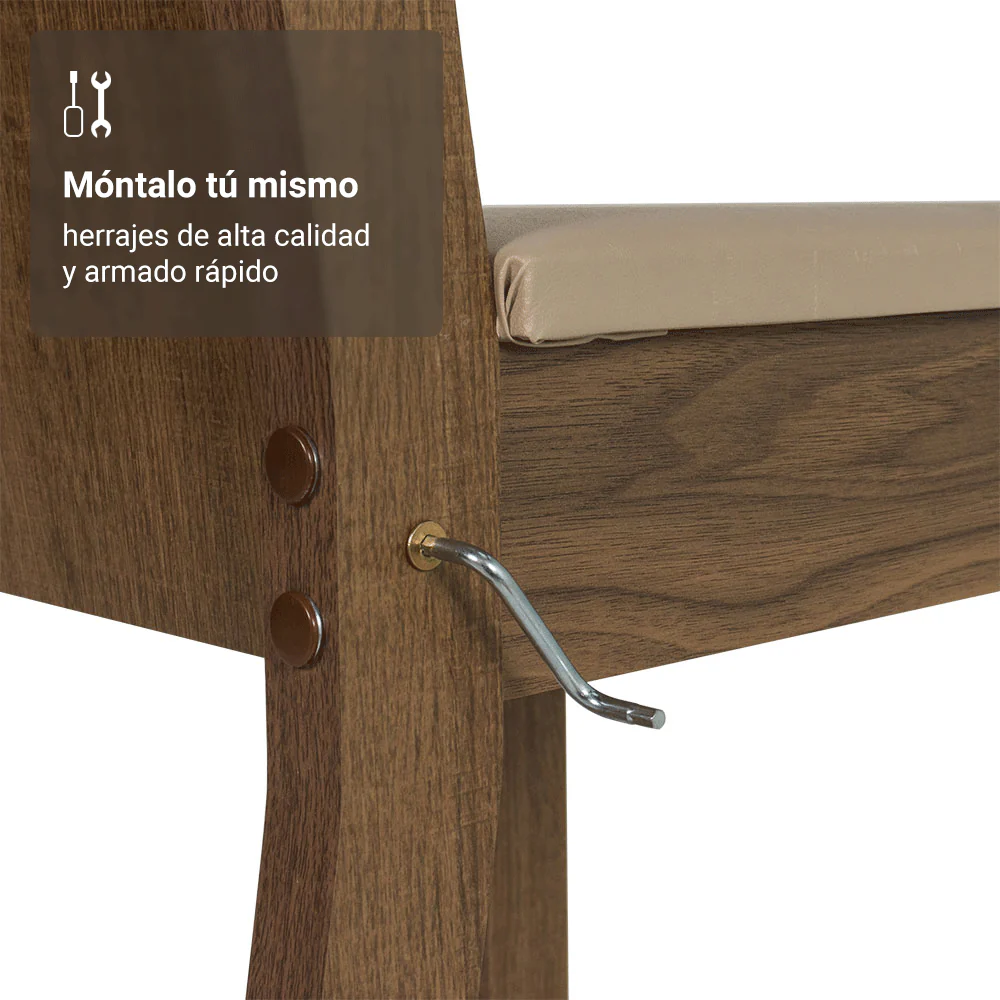 Juego de Comedor Mesa con Tapa de Madera 6 Sillas Marrón/Crema/Sintético Beige Madesa - Image 8