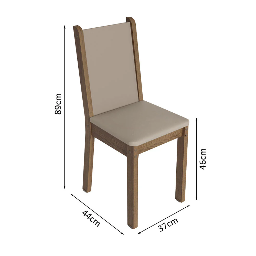 Juego de Comedor Mesa con Tapa de Vidrio 4 Sillas Marrón/Crema/Beige Tifani Madesa - Image 3