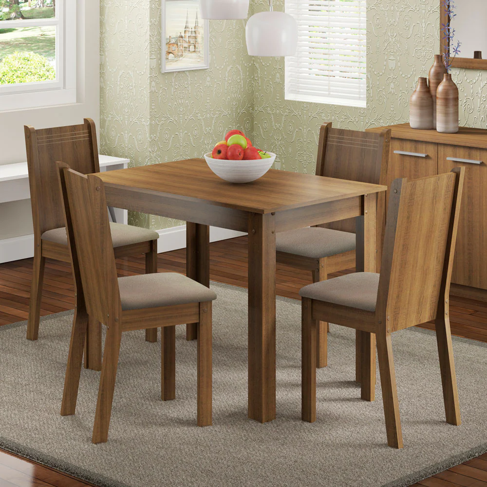 Juego de Comedor Mesa Rute Tapa de Madera con 4 Sillas