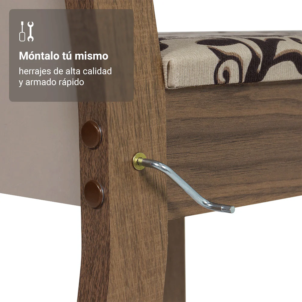 Juego de Comedor Mesa Tapa de Madera 4 Sillas Marrón/Crema/Beige Marrón Alana Madesa - Image 7