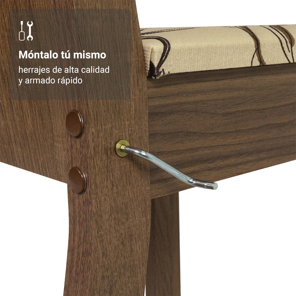 Juego de Comedor Mesa Tapa de Madera 4 Sillas Marrón/Crema/Lírio Beige Samara Madesa - Image 7