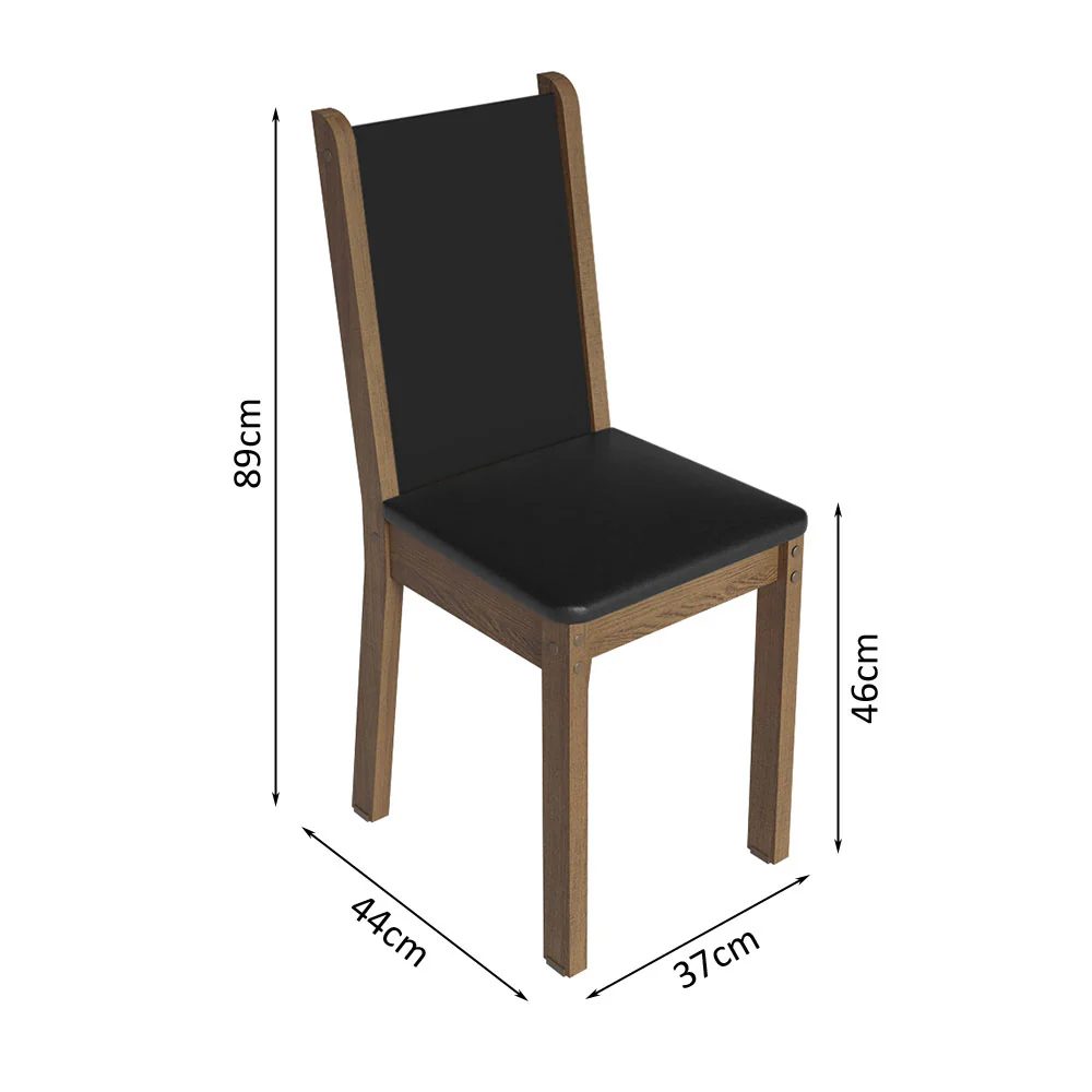 Juego de Comedor Mesa Tapa de Madera 4 Sillas Marrón/Crema/Negro Sophie Madesa - Image 4