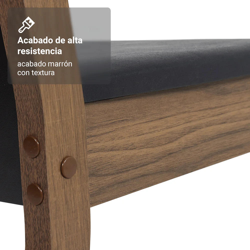 Juego de Comedor Mesa Tapa de Madera 4 Sillas Marrón/Crema/Negro Sophie Madesa - Image 8