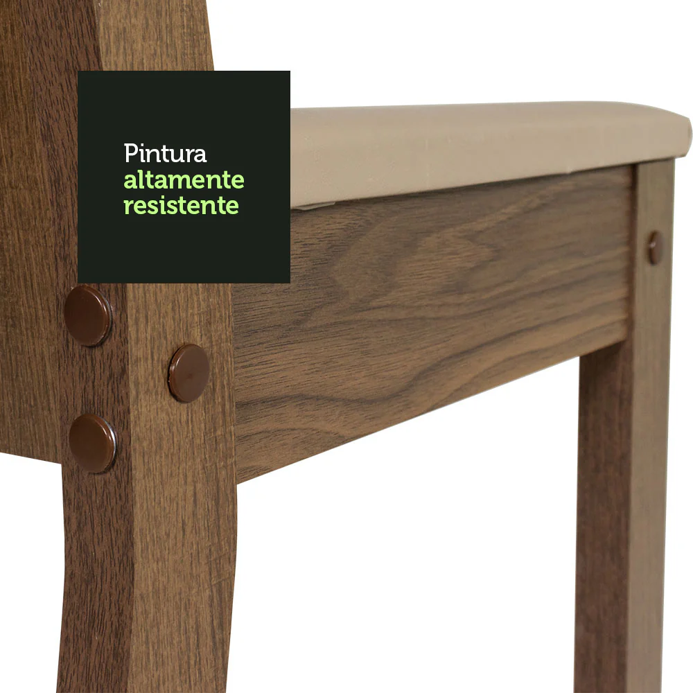 Juego de Comedor Mesa Tapa de Madera 4 Sillas Marrón/Gris/Sintético Beige Samara Madesa - Image 8