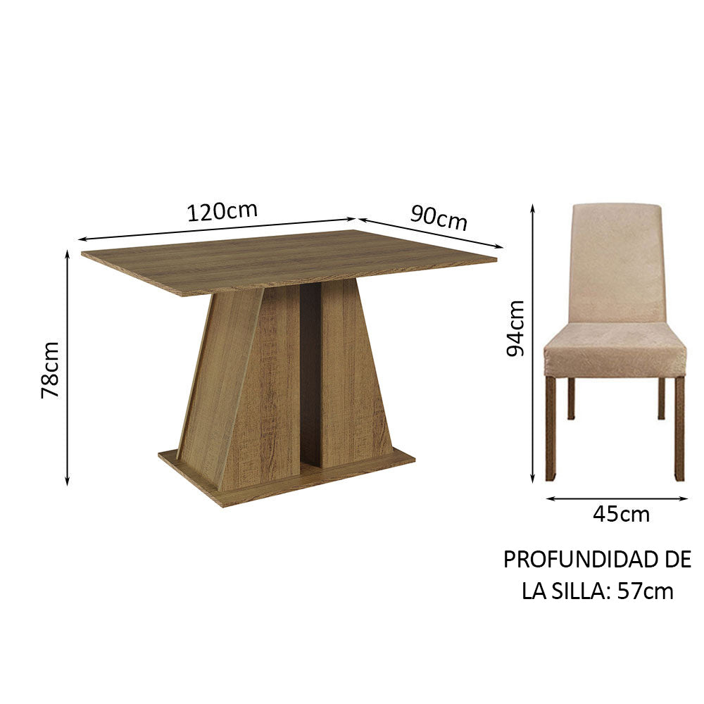 Juego de Comedor Mesa Tapa de Madera 4 Sillas Marrón/Imperial Agnes Madesa - Image 2