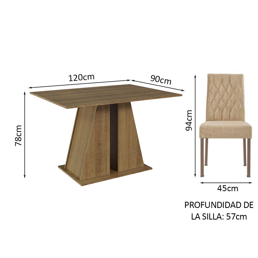 Juego de Comedor Mesa Tapa de Madera 4 Sillas Marrón/Imperial Gisele Madesa - Image 2