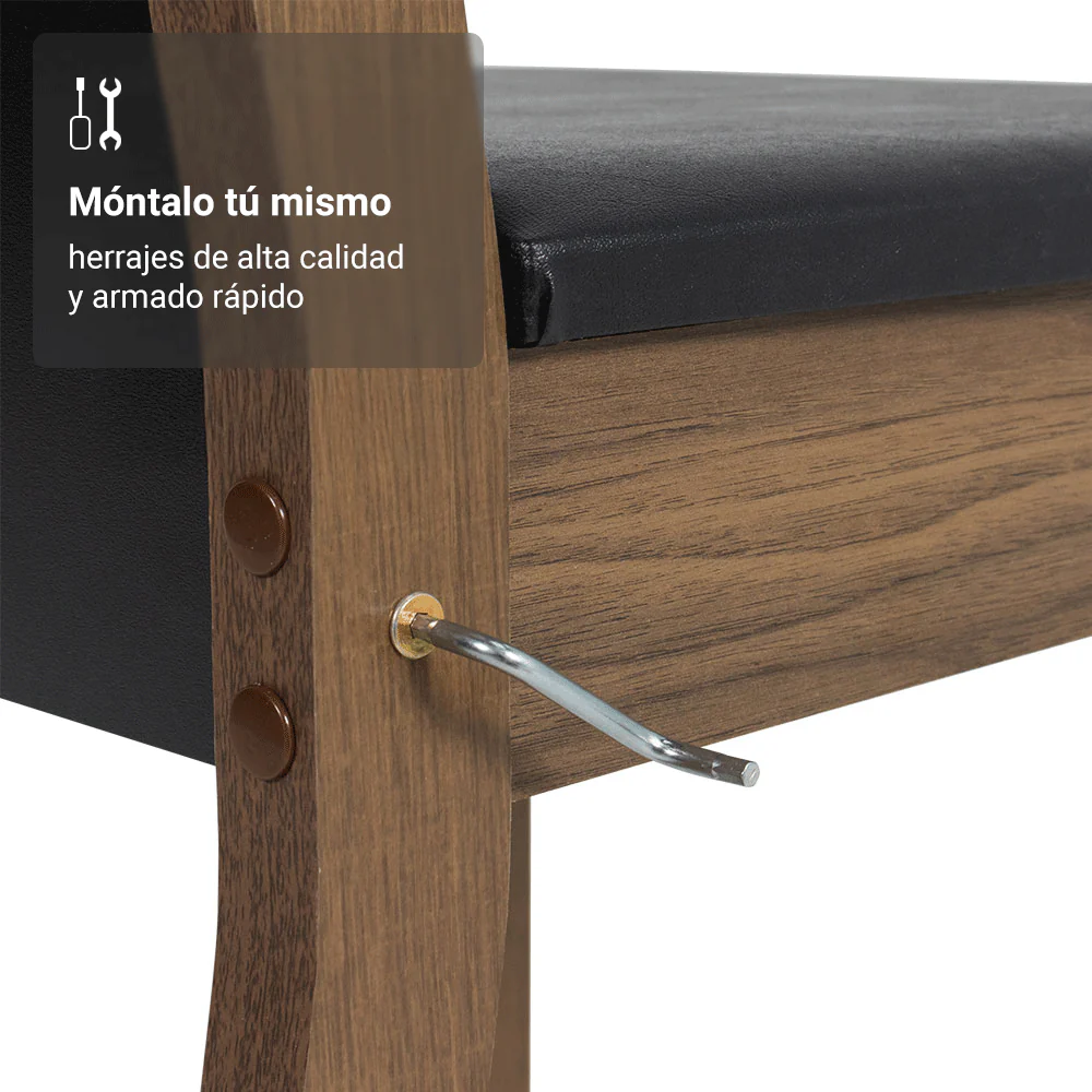 Juego de Comedor Mesa Tapa de Madera 4 Sillas Marrón/Negro Claire Madesa - Image 7