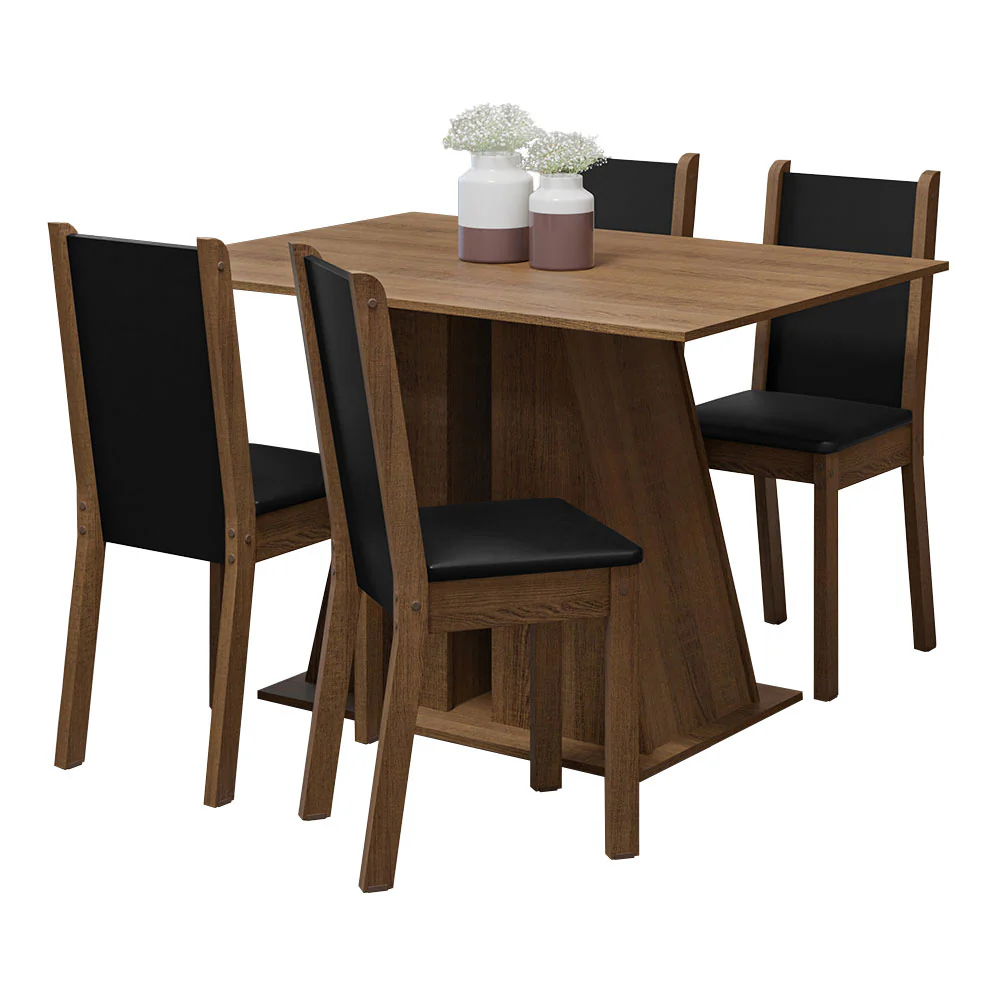 Juego de Comedor Mesa Tapa de Madera 4 Sillas Marrón/Negro Sophie Madesa - Image 3