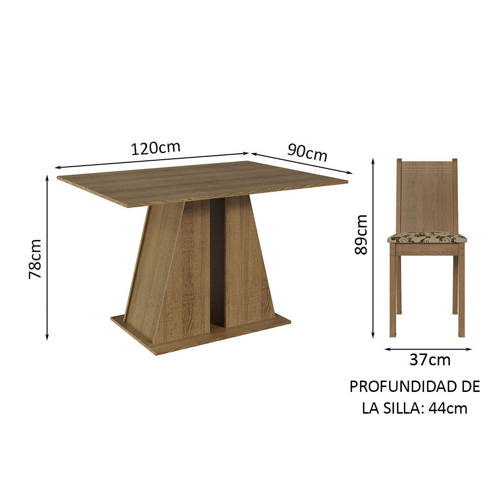 Juego de Comedor Mesa Tapa de Madera 6 Sillas Marrón/Beige Marrón Sharon Madesa - Image 2