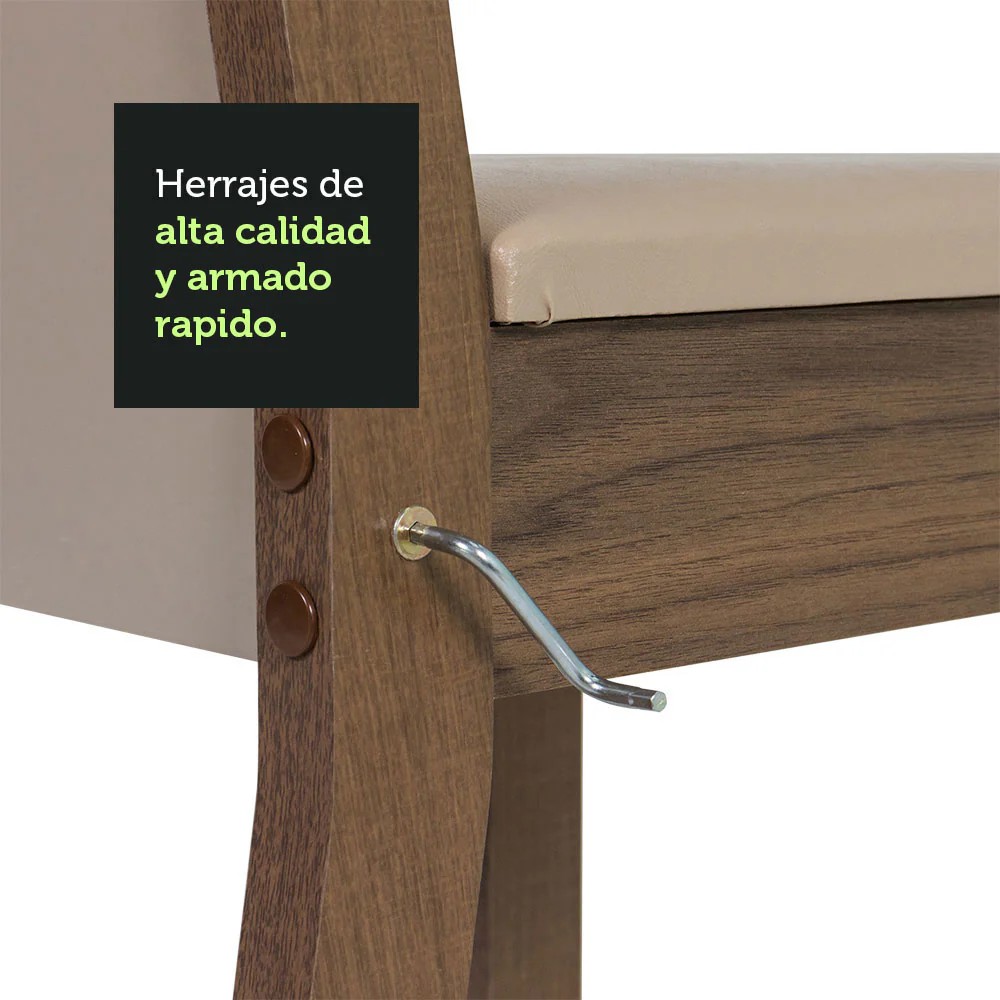 Juego de Comedor Mesa Tapa de Madera 6 Sillas Marrón/Crema/Beige Bahamas Madesa - Image 8