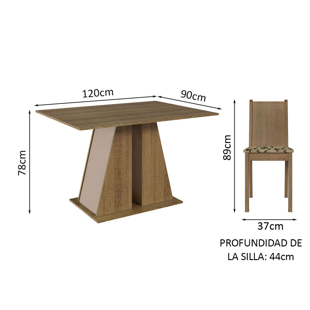 Juego de Comedor Mesa Tapa de Madera 6 Sillas Marrón/Crema/Beige Marrón Sharon Madesa - Image 2