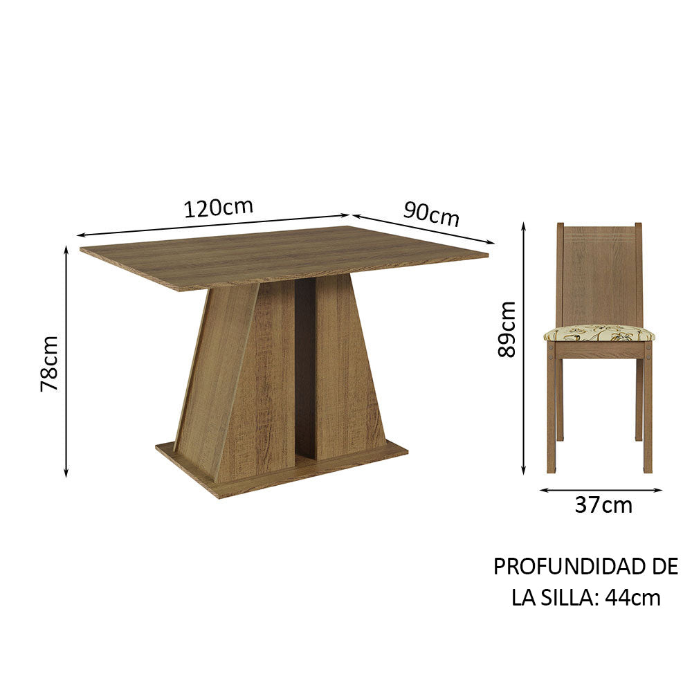 Juego de Comedor Mesa Tapa de Madera 6 Sillas Marrón/Lírio Beige Sharon Madesa - Image 2